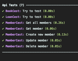 Output of the second run of the API tests