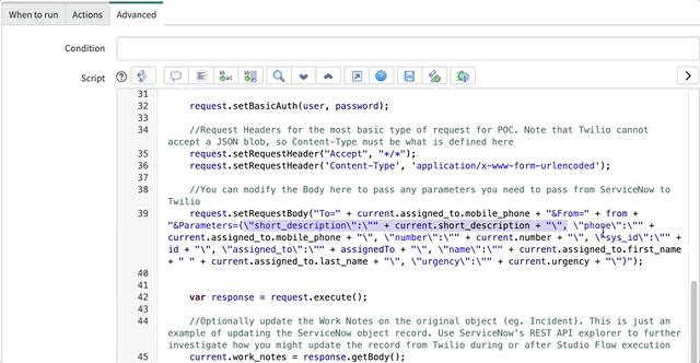 gif demonstrating the addition of an incident state variable into the script for twilio studio