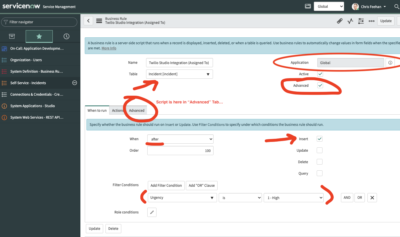 screenshot of the Business Rule configuration proof of concept