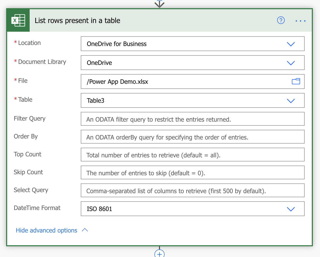 Screenshot showing how to add the list rows widget.