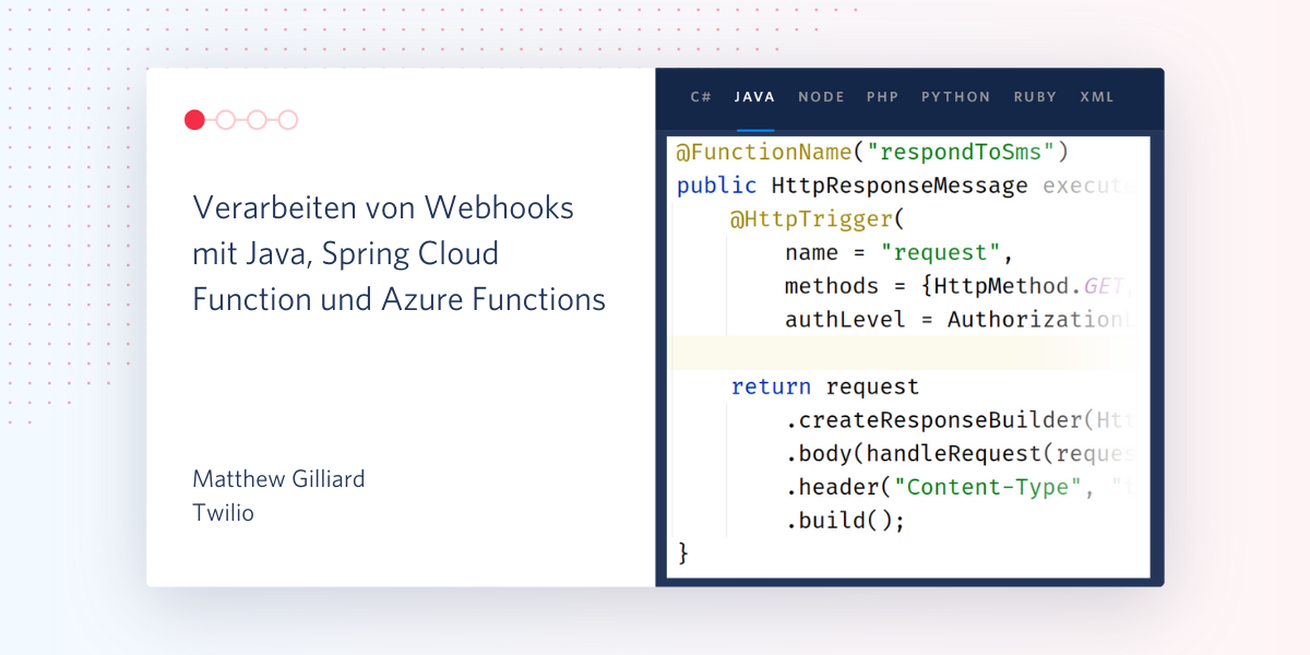 Verarbeiten von Webhooks mit Java, Spring Cloud Function und Azure Functions