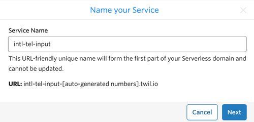 service twilio function nommé intl-tel-input