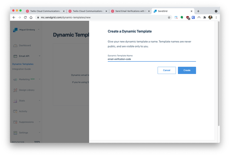 SendGrid - Create Dynamic Template
