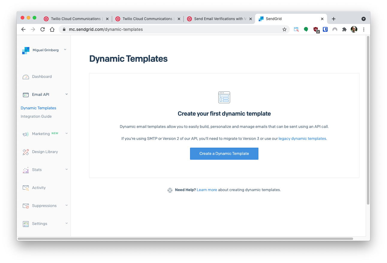 SendGrid dynamic templates
