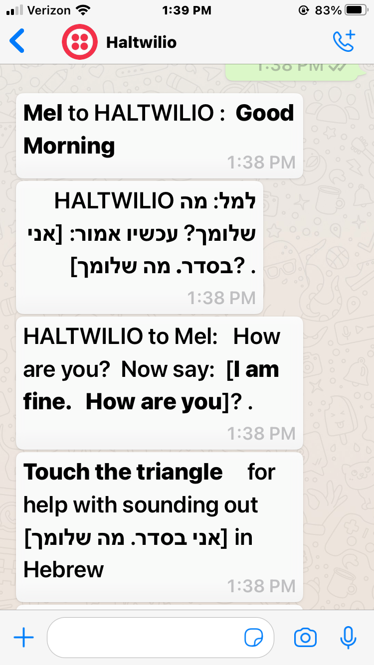 HALTWILIO teaches Hebrew