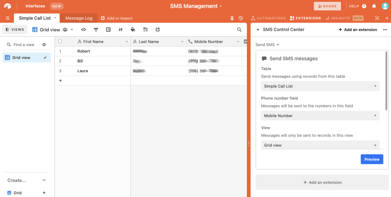 Airtable - Send SMS Extension