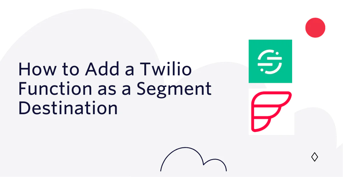 Instructional banner on adding a Twilio Function as a Segment destination with relevant logos.