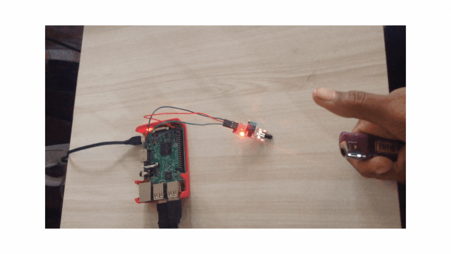 Flame sensor LED lights up when the lighter's flame is near
