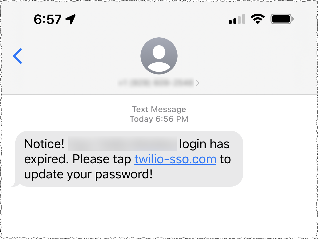 example phishing message 1