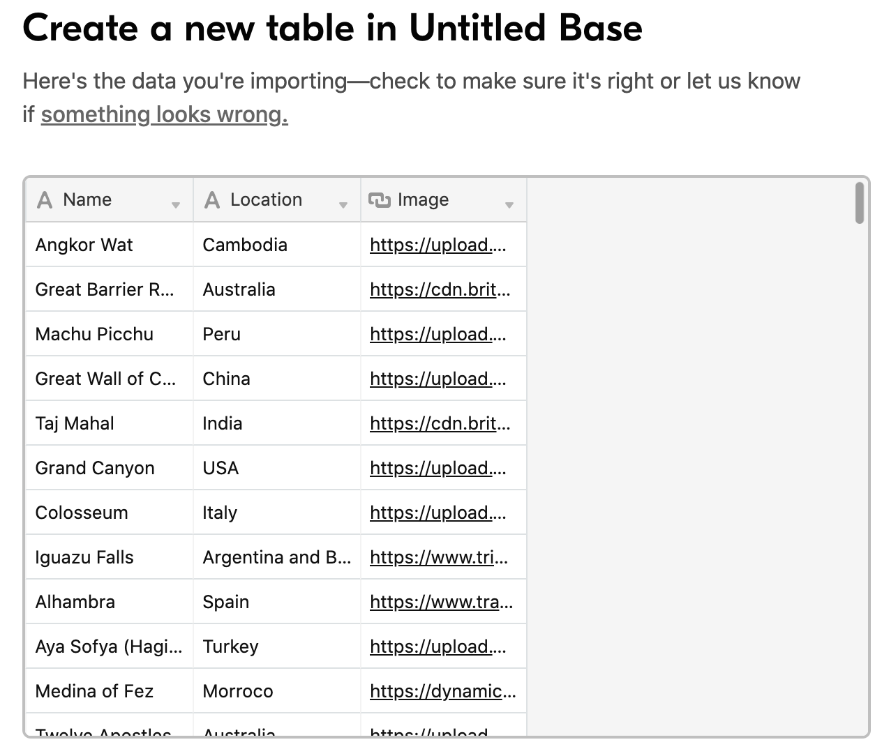 Data type in for columns in Create a new table preview window is changed