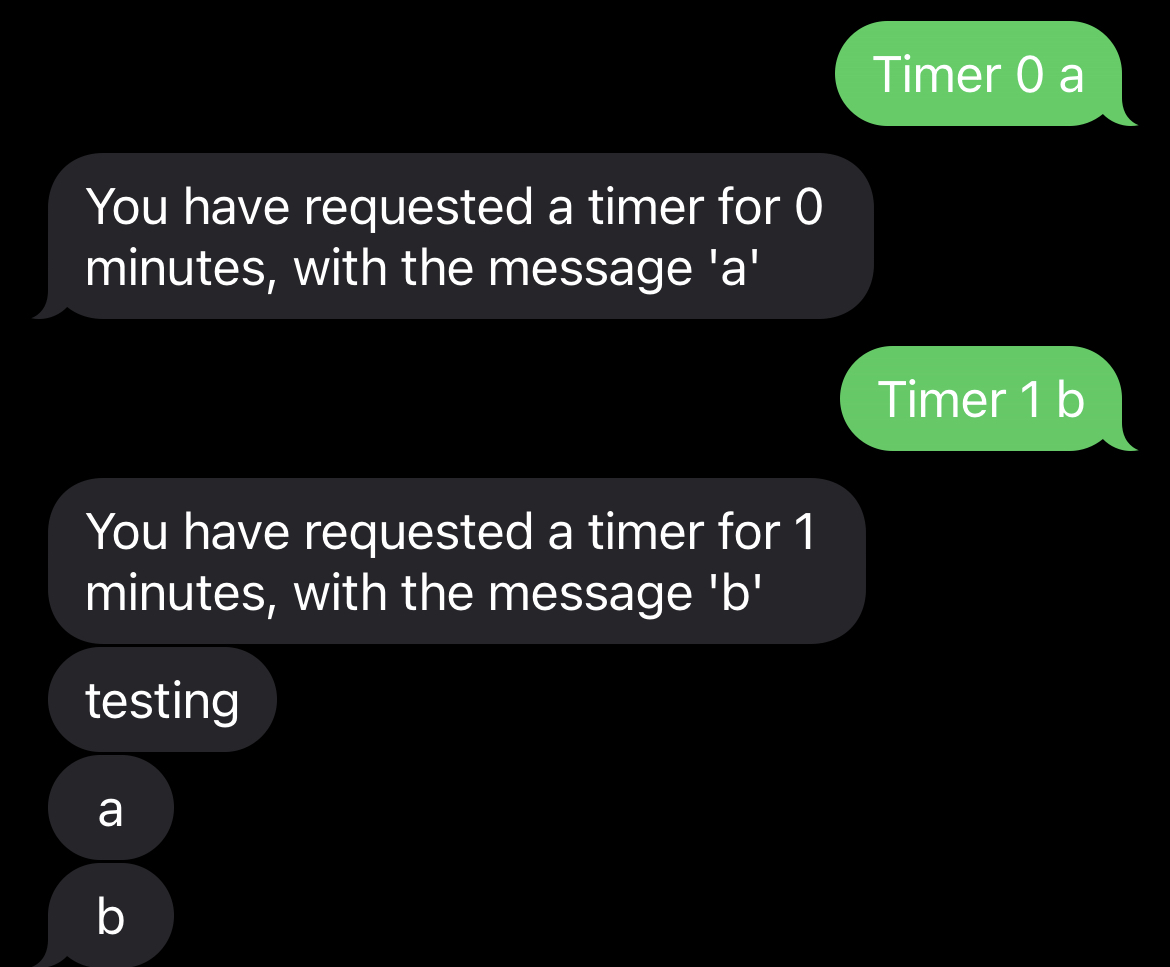 Timer SMS messages working