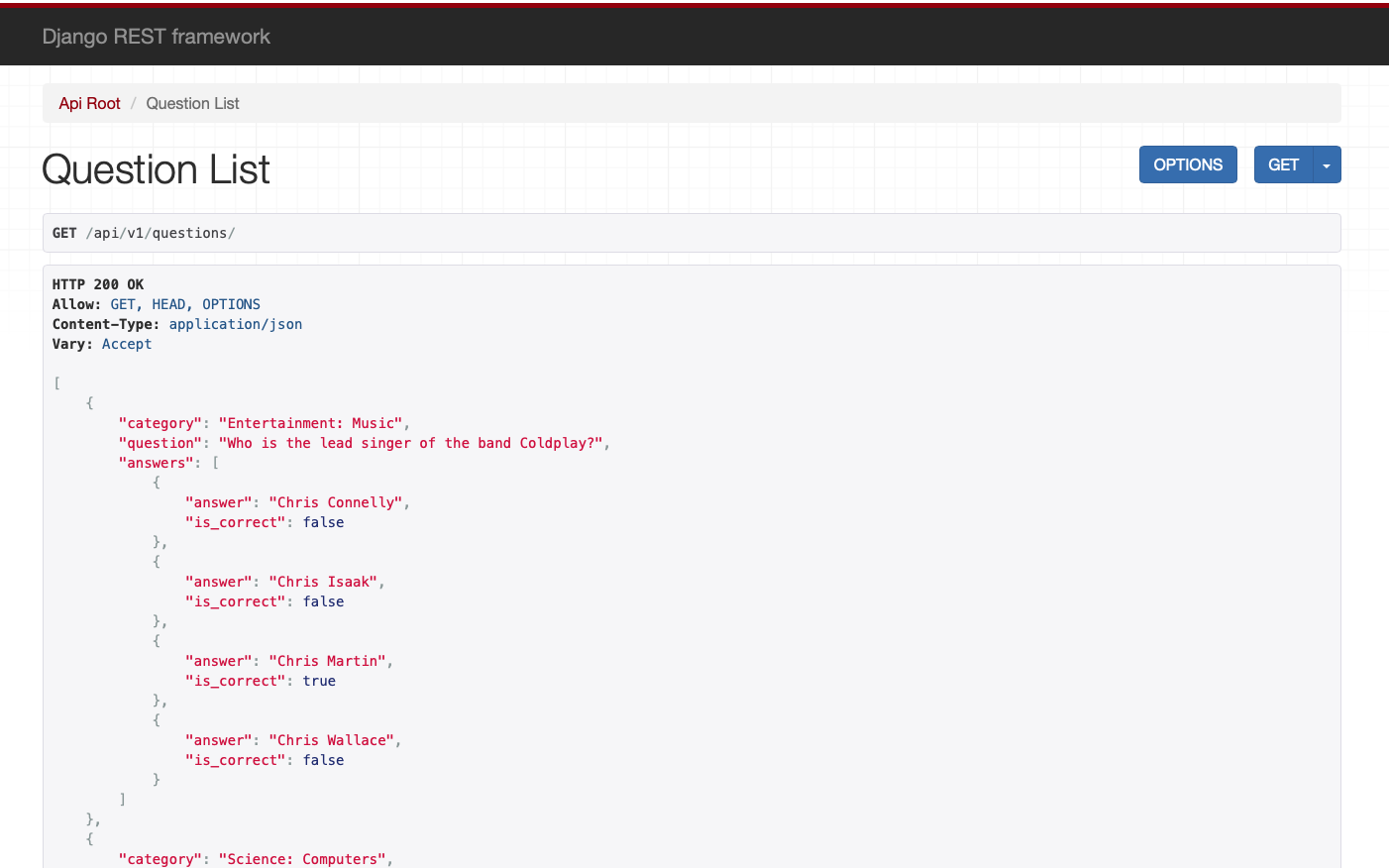 Django REST framework JSON data representation