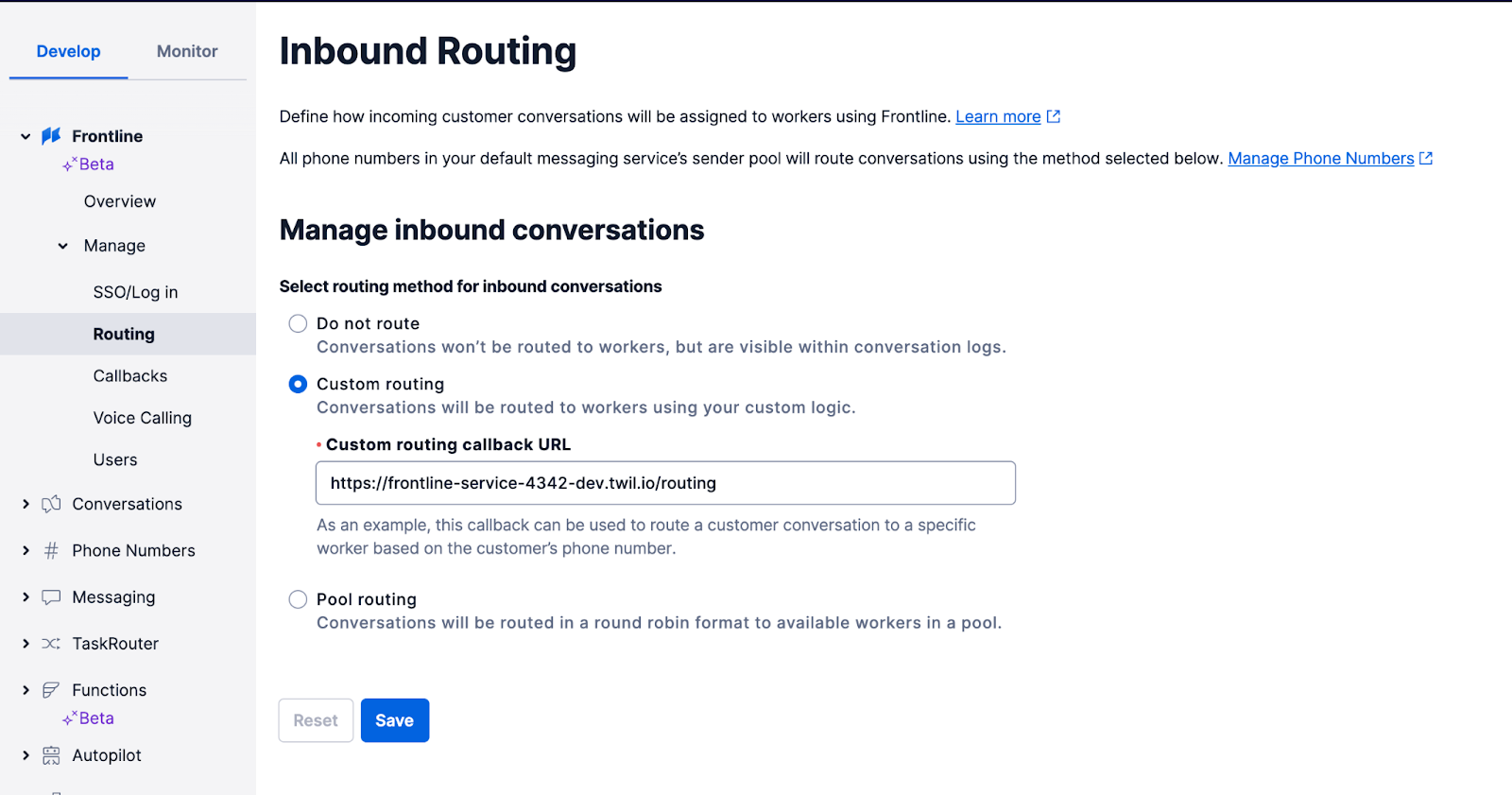 Set up Frontline Custom Routing