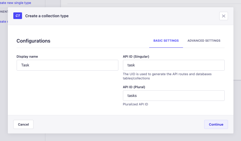 Create Task Collection type