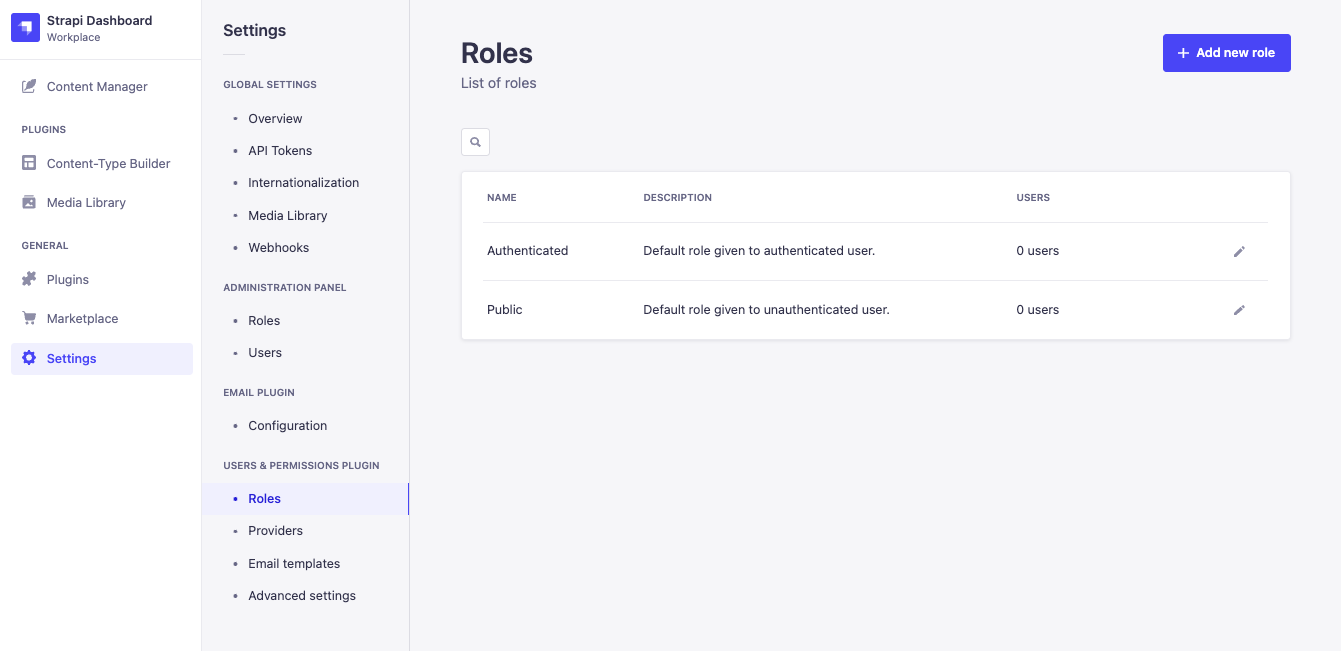 Strapi Roles and Permissions