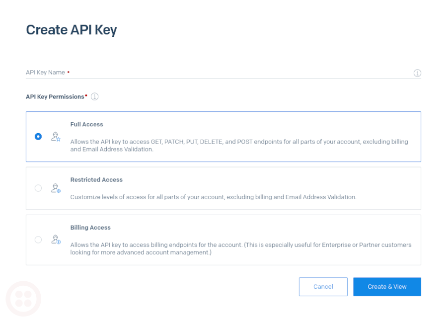 Create SendGrid API key. Step One.