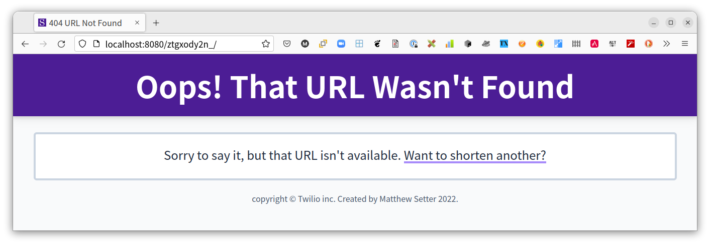 The application's 404 page.