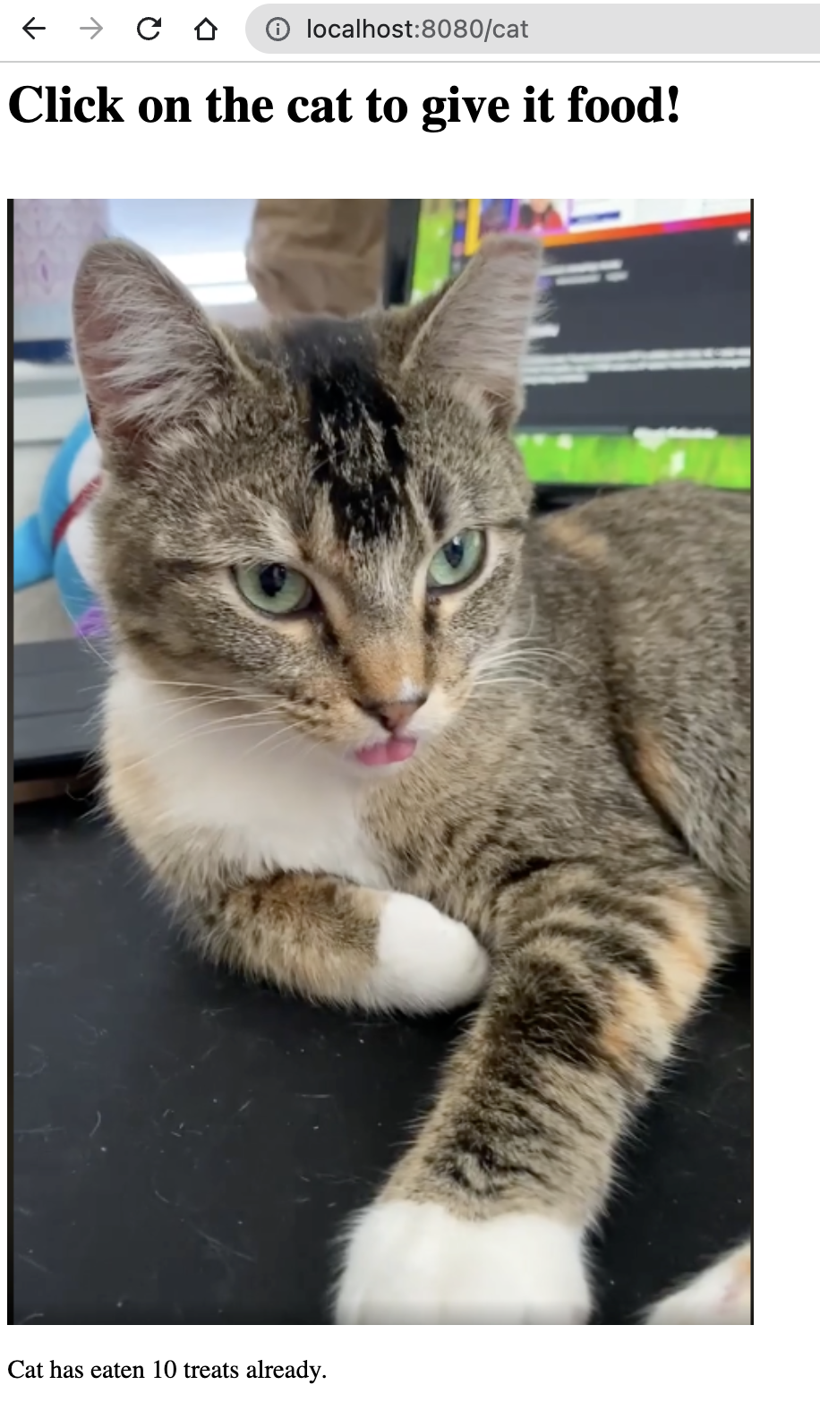 cat clicker game on web page