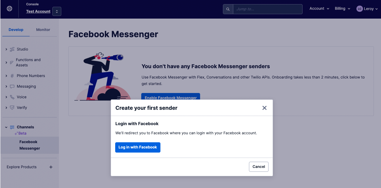 Set up to log in with Facebook