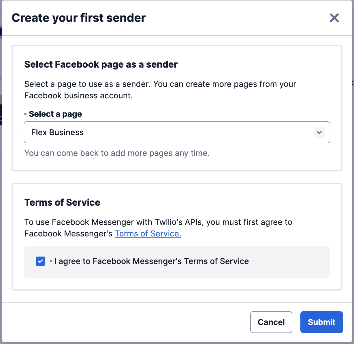 Flex FBM - Create FB Sender