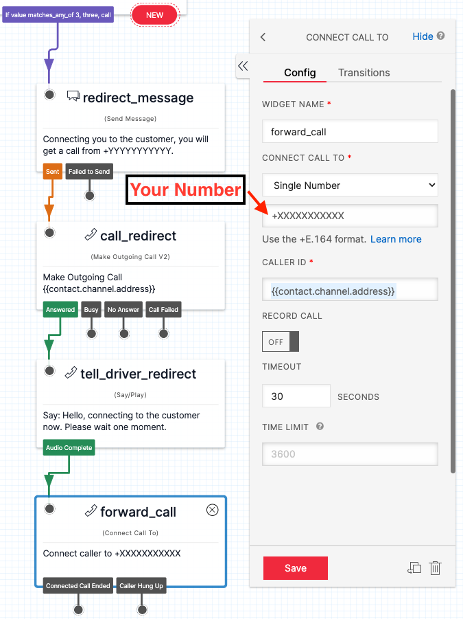 Completed Flow under the third condition of the "Split Based On..." widget