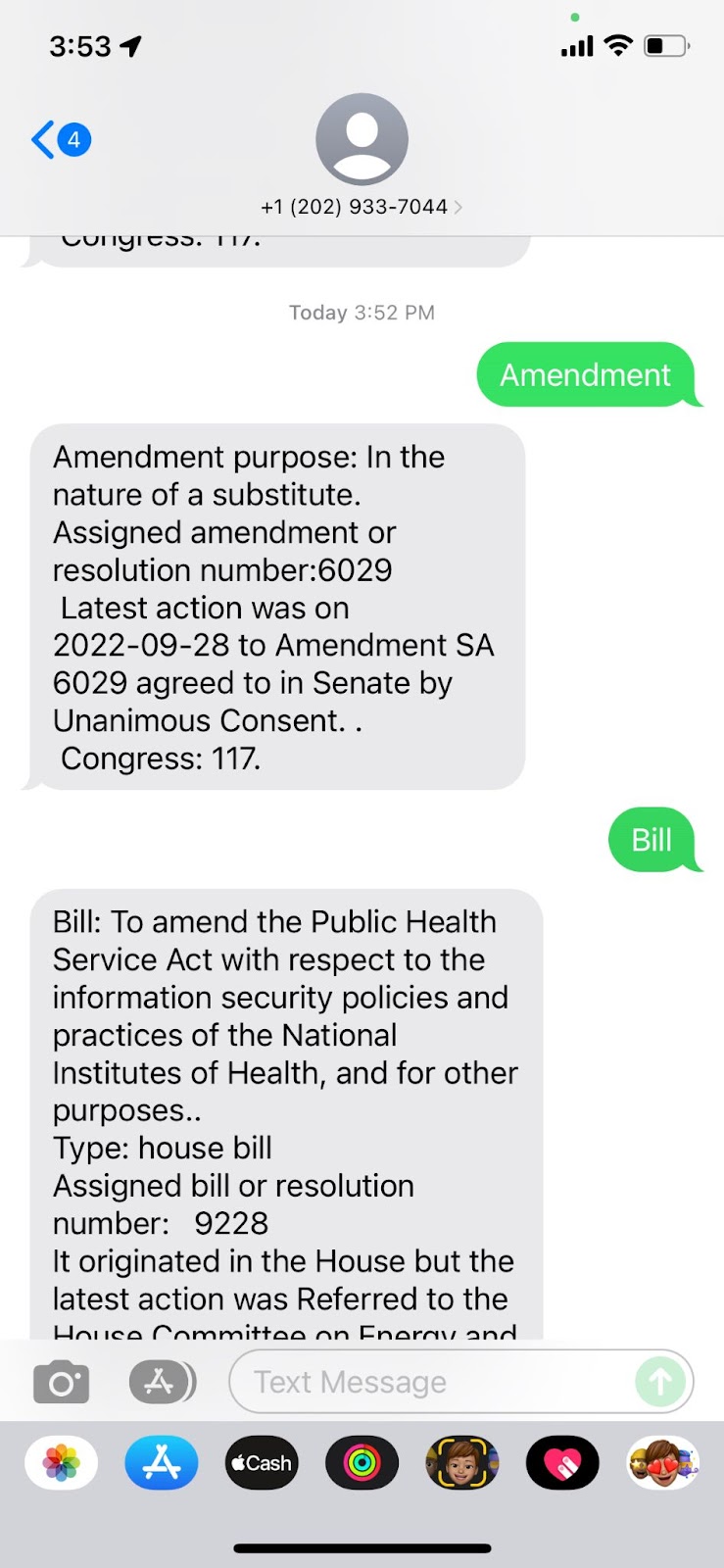 text example for amendment and bill