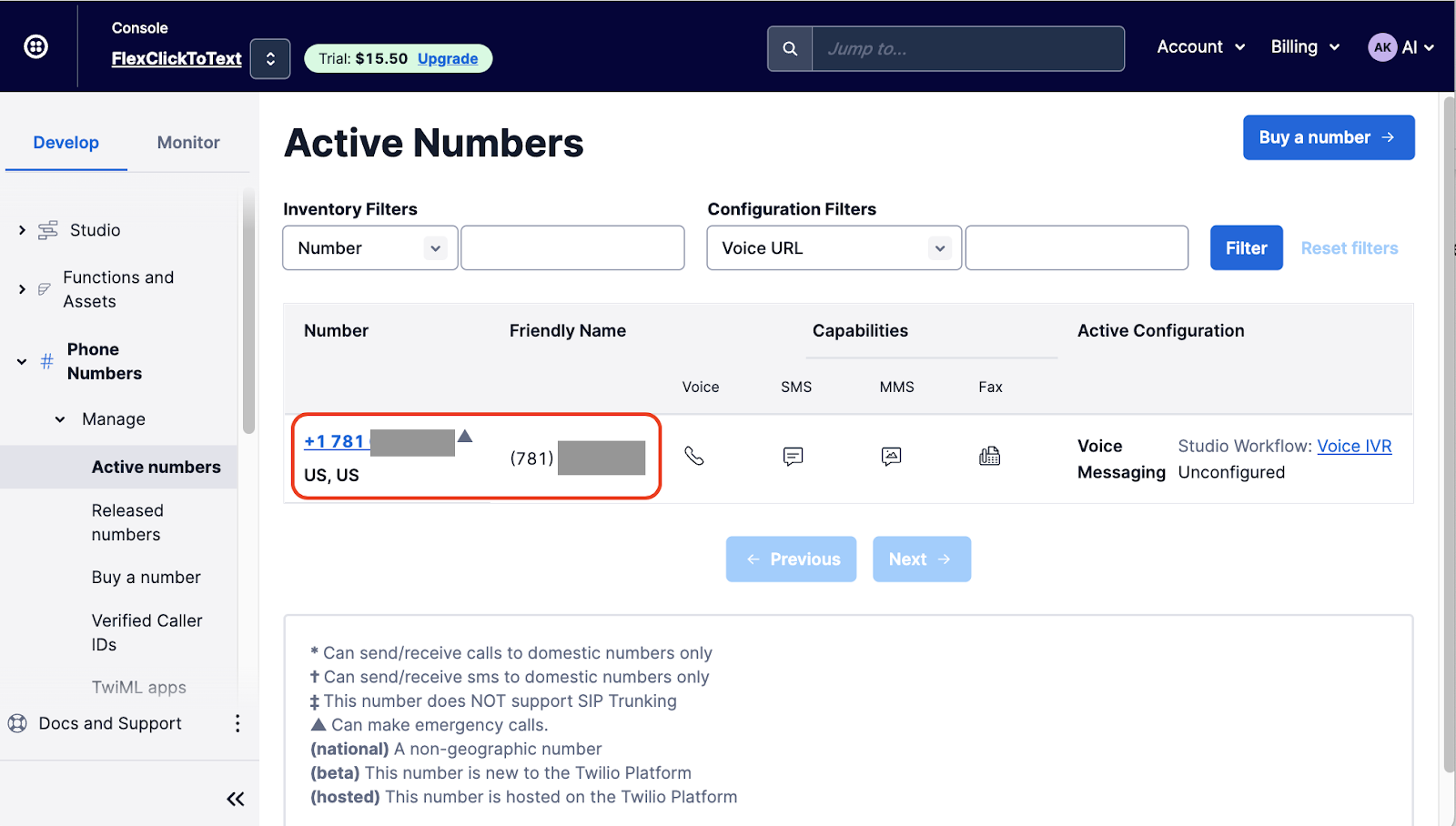 Managing Active Numbers