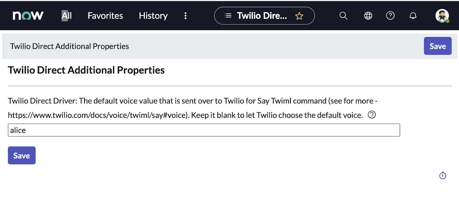 ServiceNow Notify and Twilio Amazon voice preference