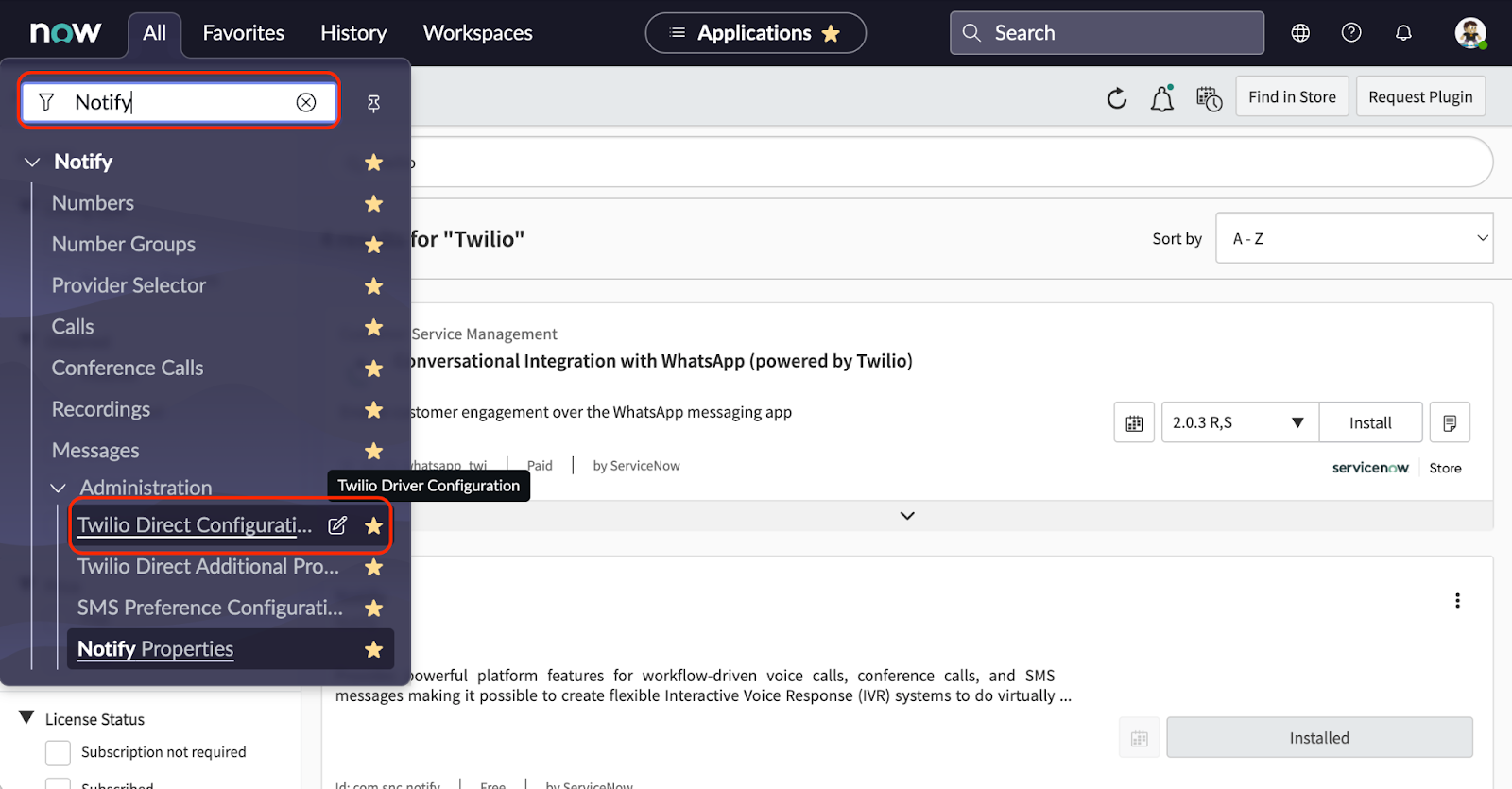 Twilio Direct Configuration in ServiceNow