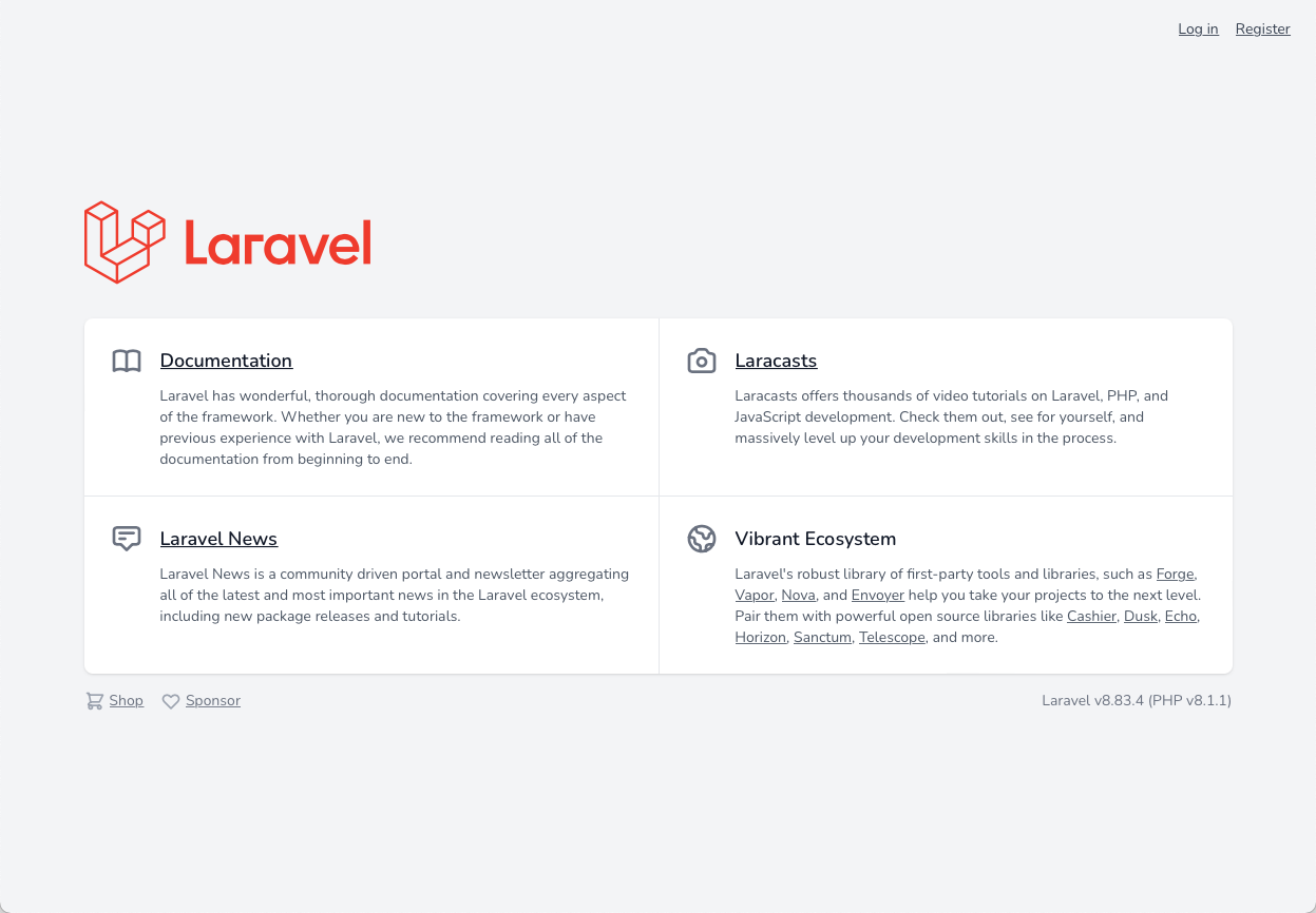 The customized Laravel home page