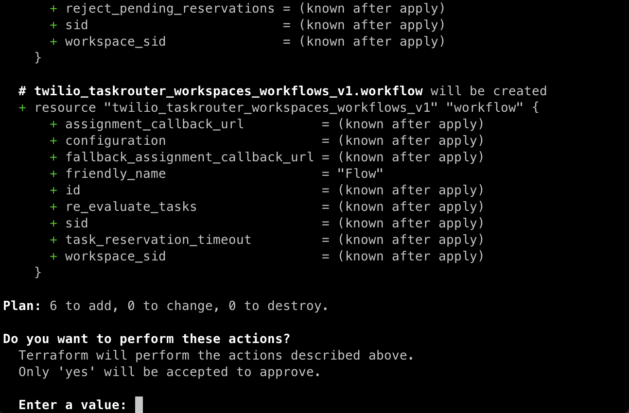 terraform apply confirmation