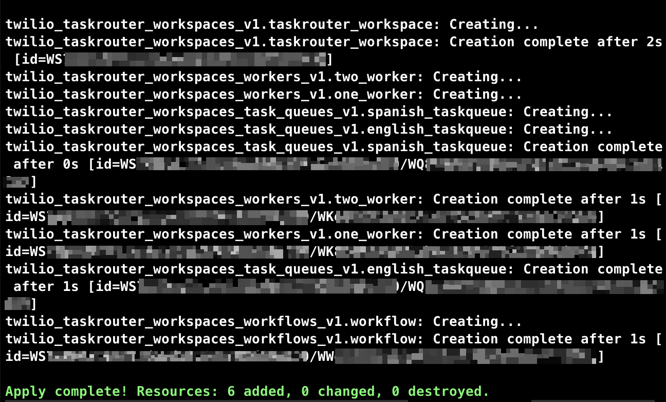 terraform apply complete