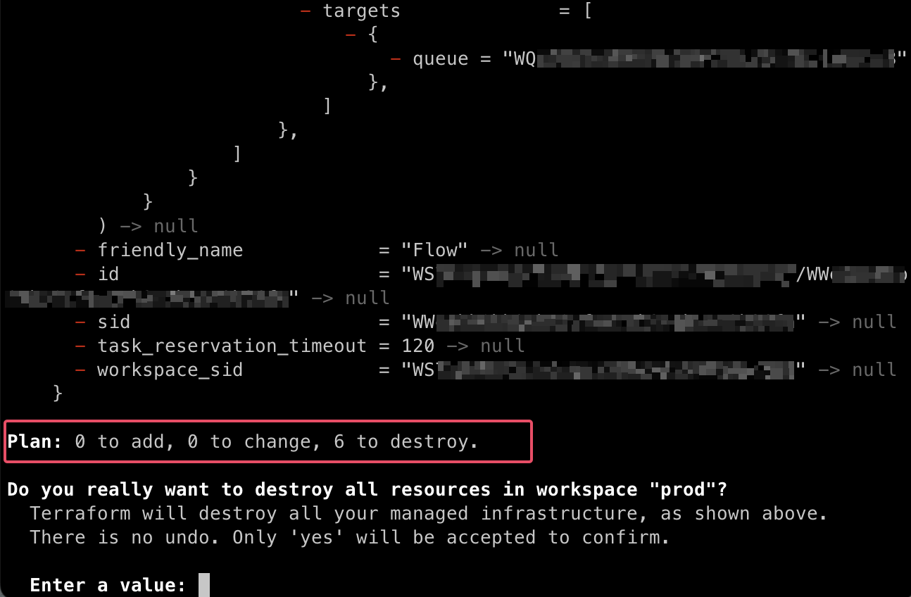 terraform destroy confirmation