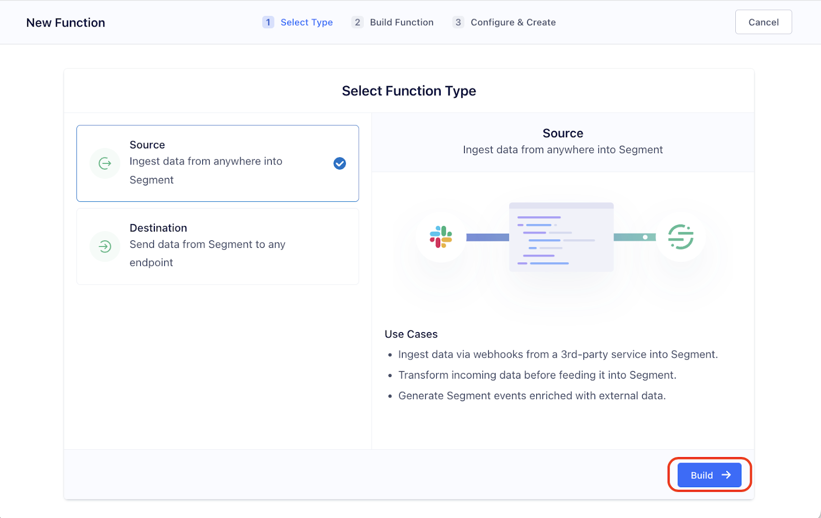 Selecting a Source Function type