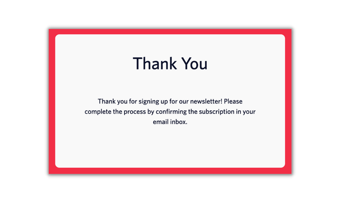 Signup confirmation message