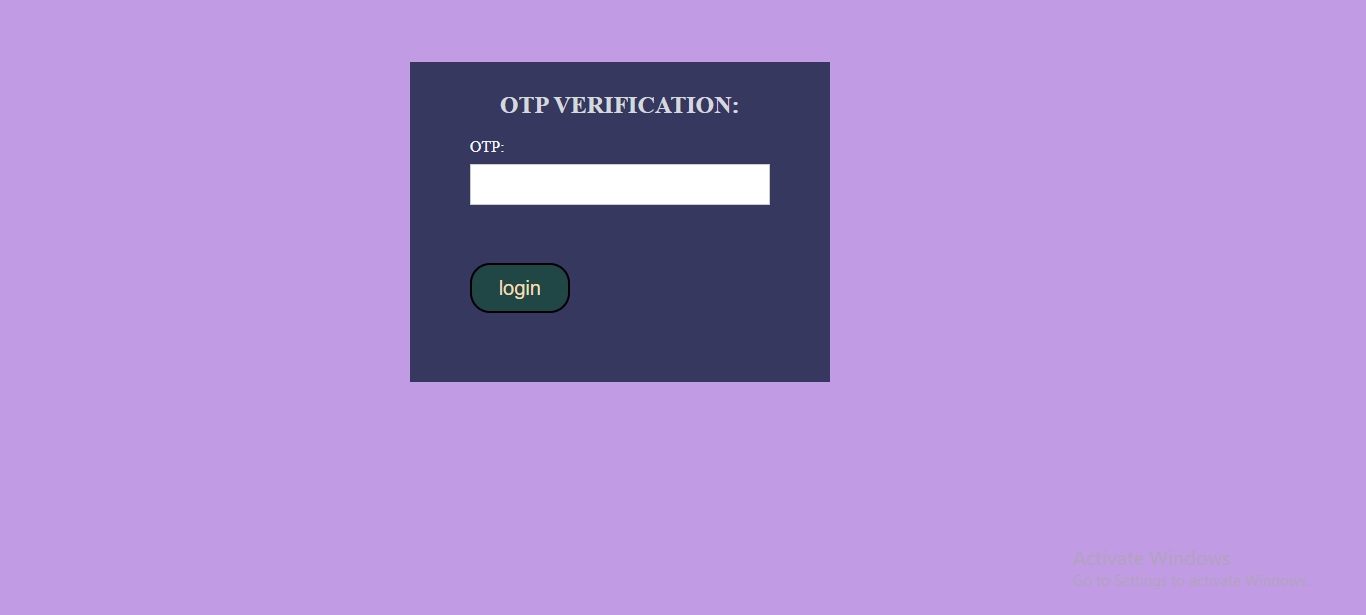 OTP verification form