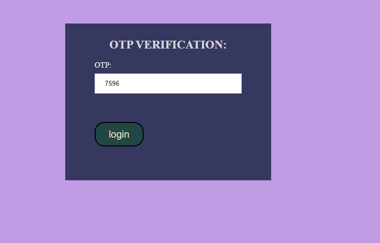 OTP verification form with filled-in OTP field