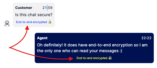 Conversation messages with end-to-end encryption notice