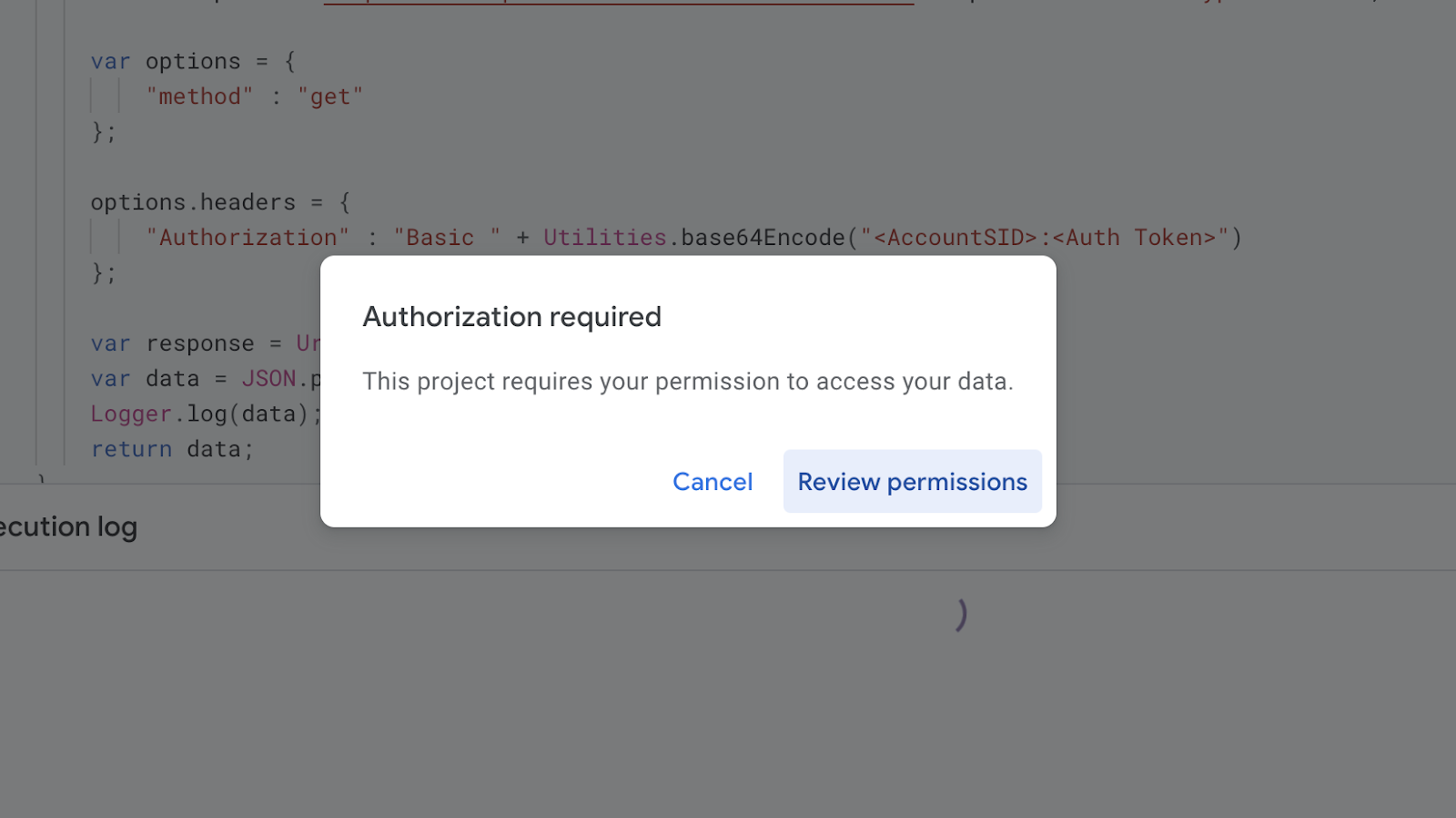 Allowing permission for AppScript to run