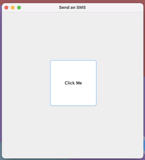 Captura de pantalla de la GUI con el botón que dice “Click Me(Hacer clic).