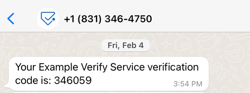 Exemple de vérification par message sur WhatsApp avec Verify