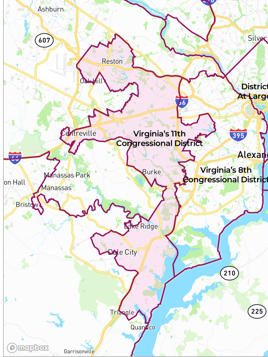 Map of Virginia's 11th Congressional District