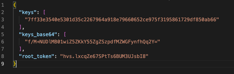 Image showing the contents of vault keys JSON file