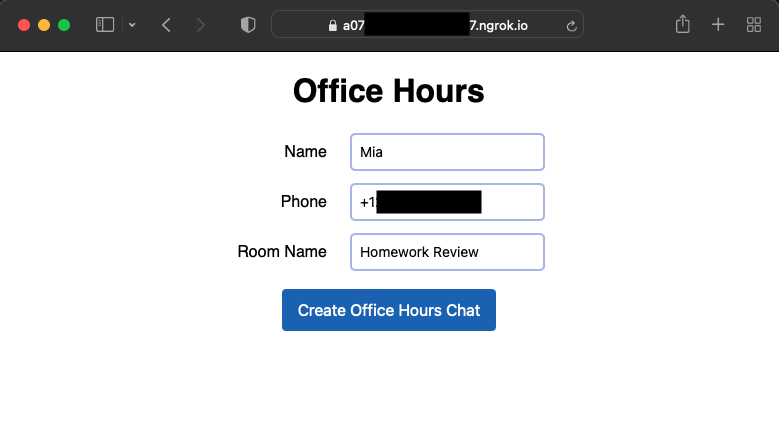 Office hours form filled out