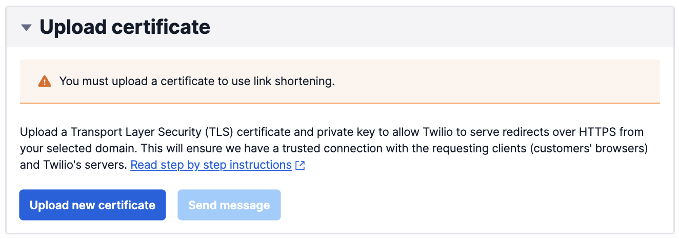 Uploading a new cert in the Twilio Console