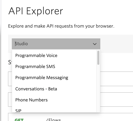 Studio executions in the API Explorer