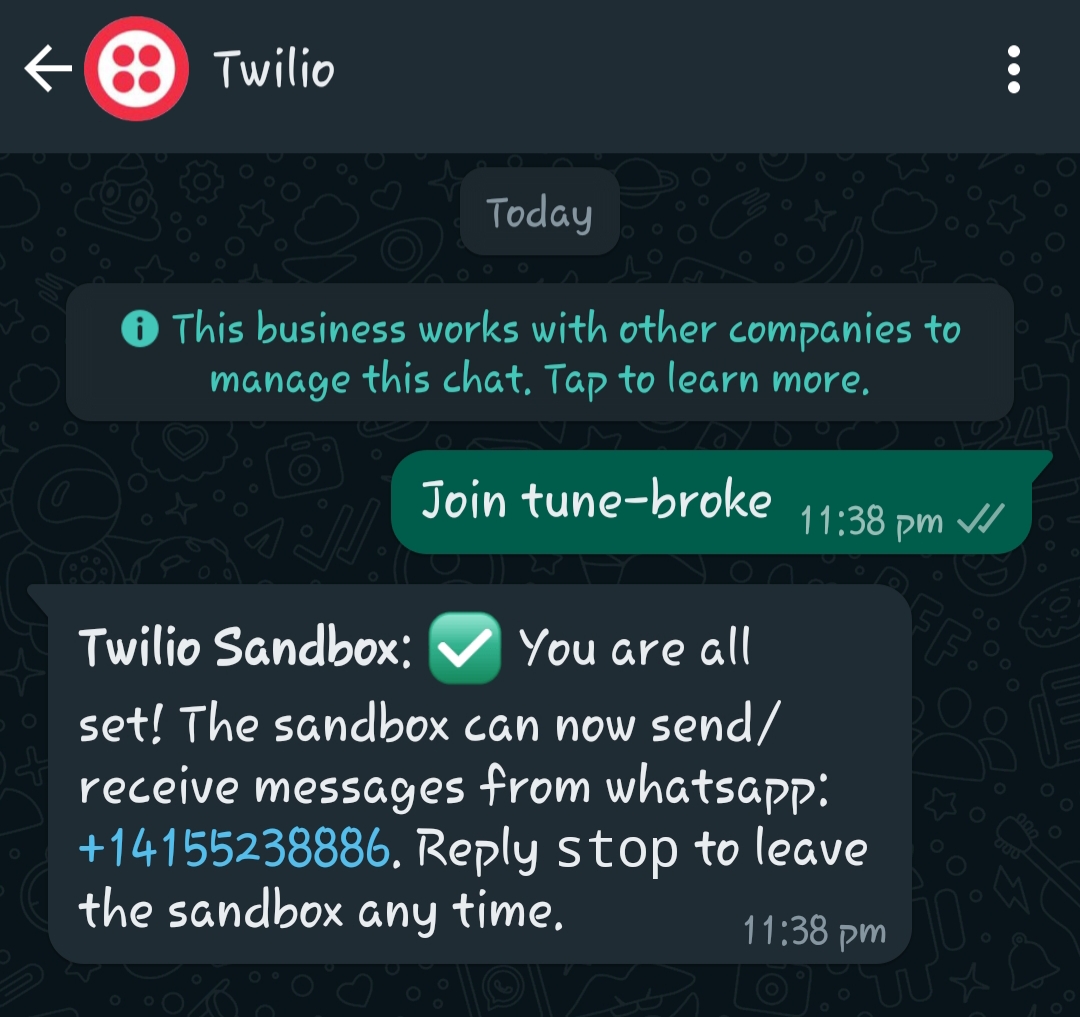 Join Twilio WhatsApp sandbox