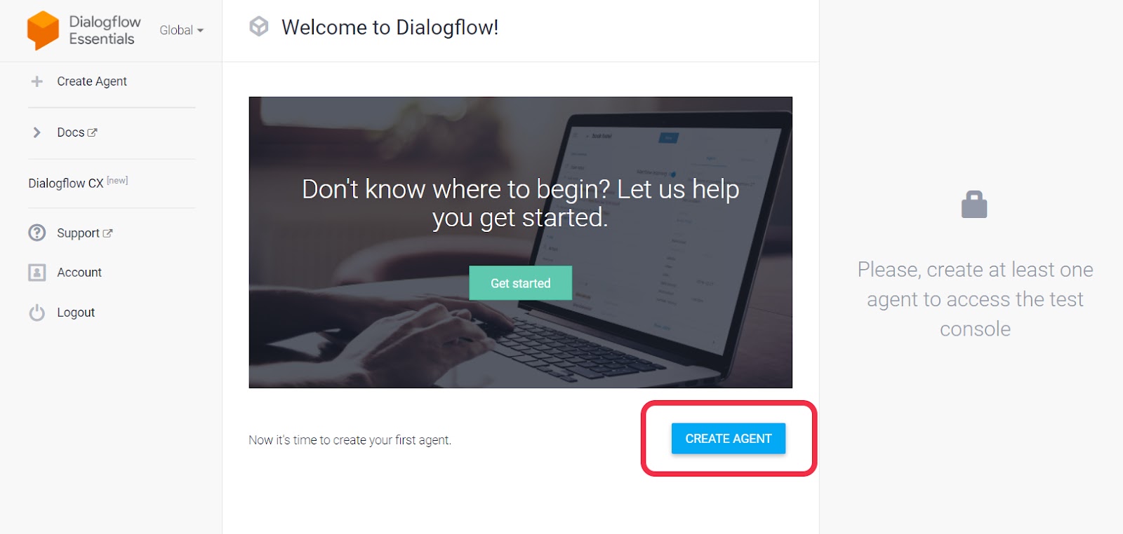 Create Agent in Dialogflow