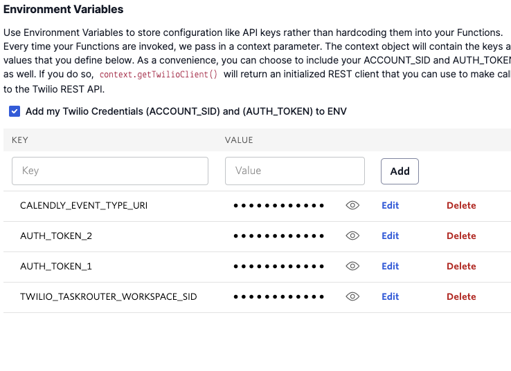 Environmental variables in console