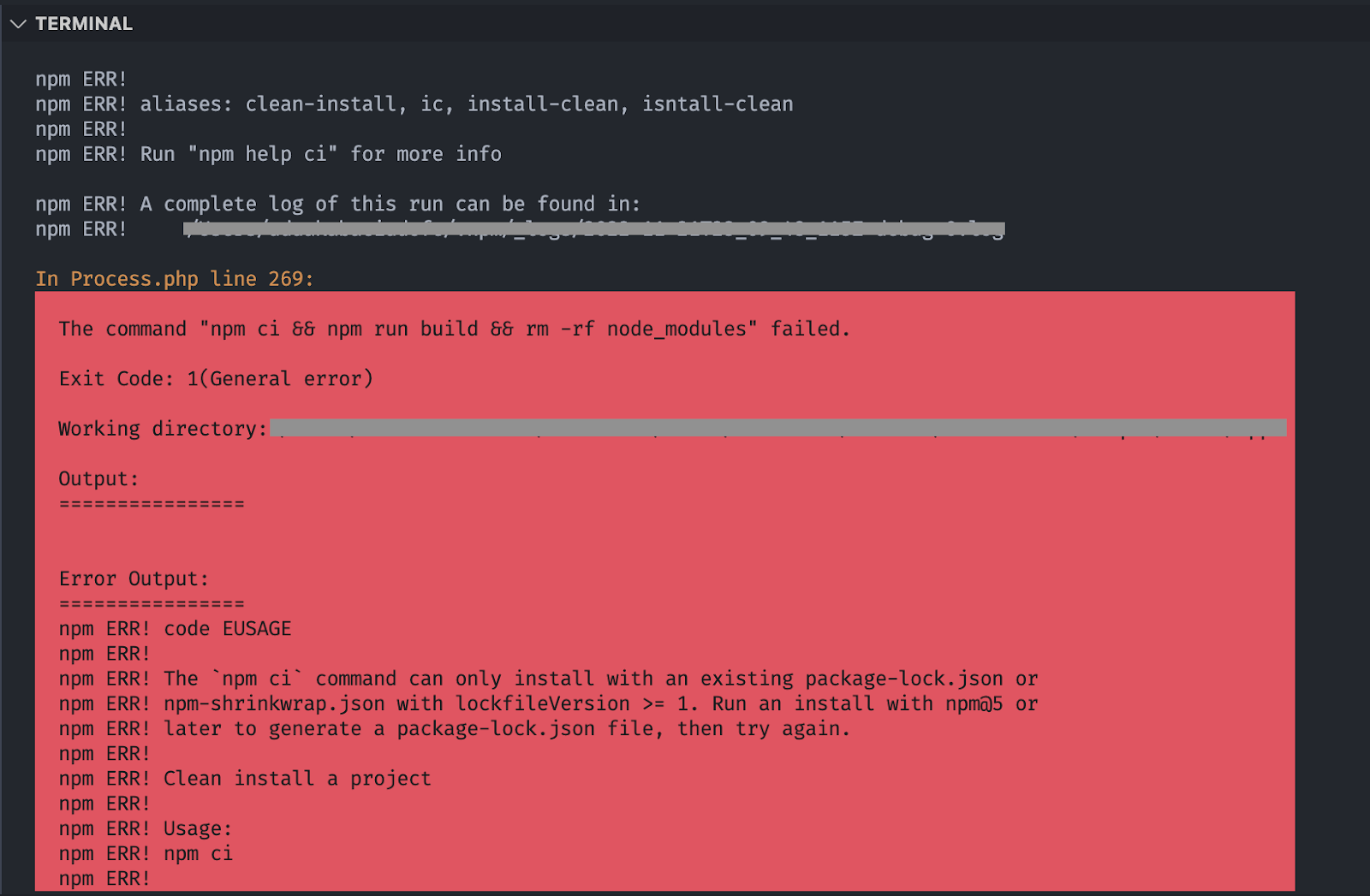 Error deploying an application to Laravel Vapor